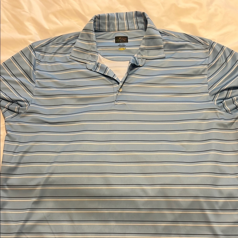 Men's Blue Striped Polo Shirt